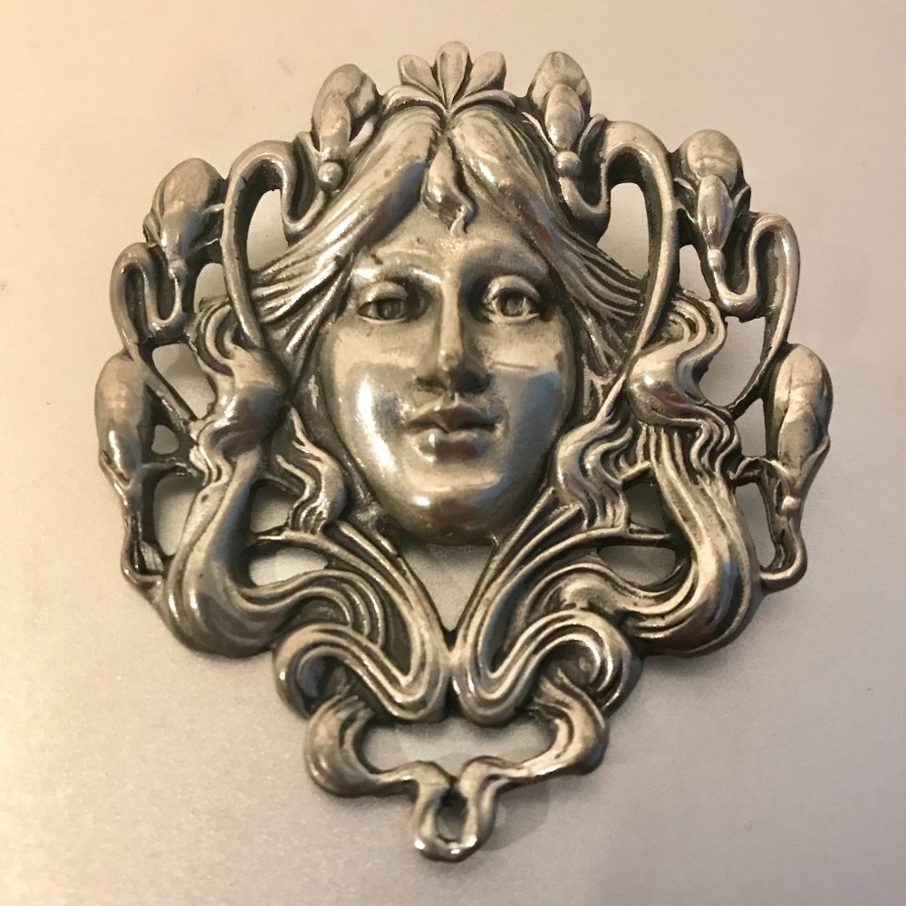 Vintage Mother Earth Hand Cast pin & pendant